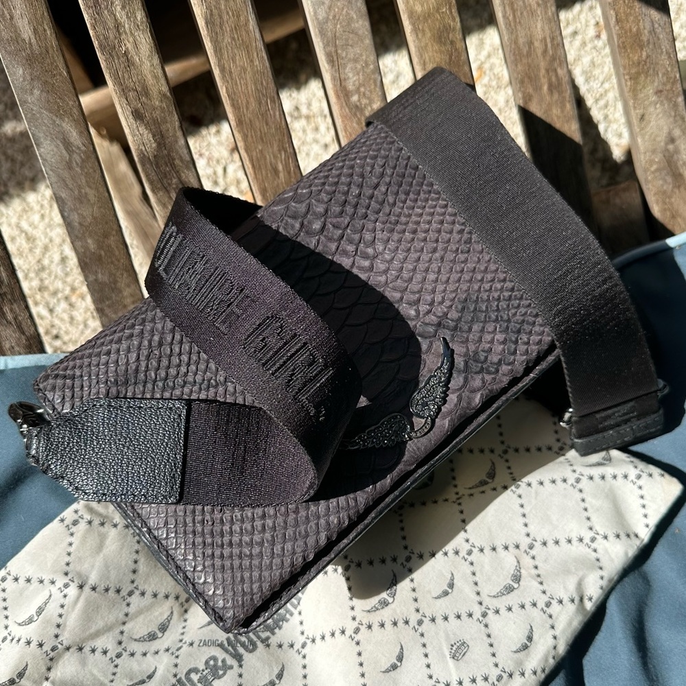 Zadig & Voltaire Black Snakeskin Crossbody Bag